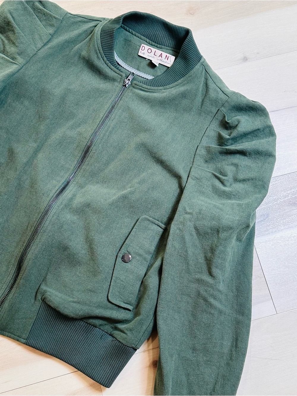 Anthropologie Dolan Jacket Womens Sz M Olive Canvas Puff Sleeve Bomber Zip - Picture 3 of 10